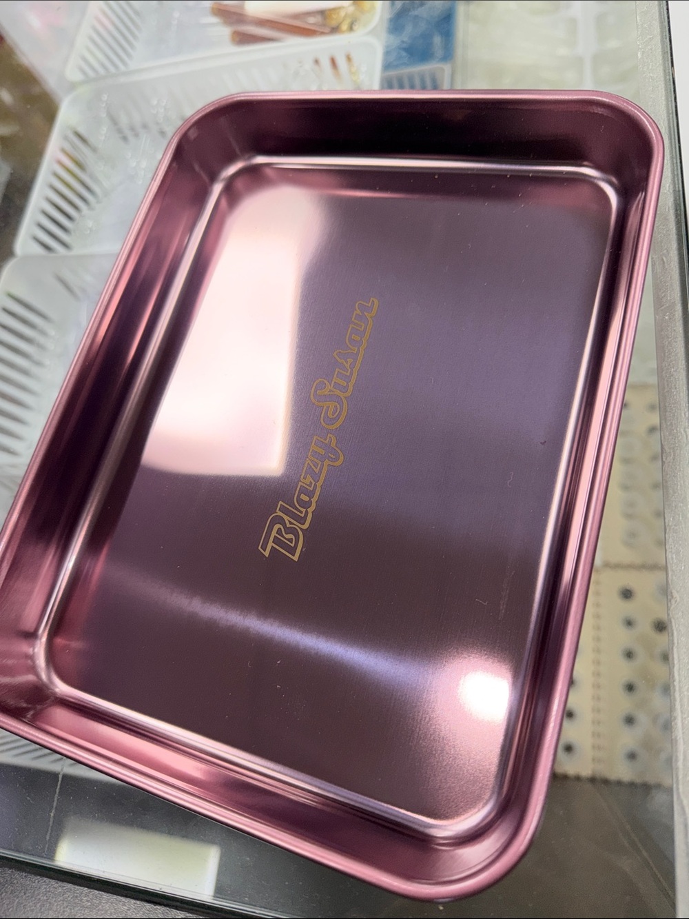 Blazy Susan Metallic Pink Rolling Tray